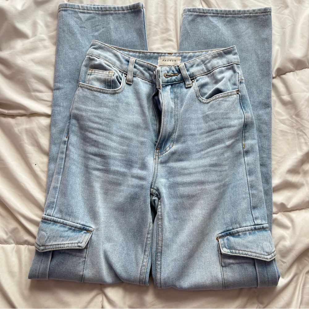 pacsun light wash cargo jeans